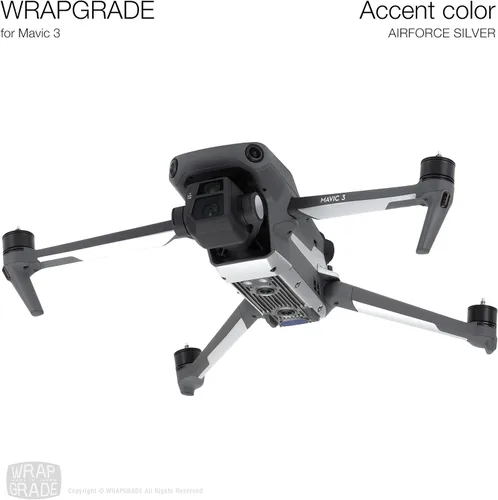 Vista 3 de WRAPGRADE Adhesivos parciales para DJI Mavic 3 / Mavic 3 Classic Accent Color (AIRFORCE SILVER)