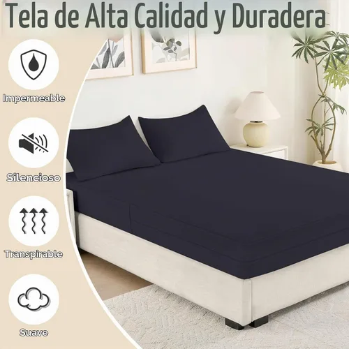 Vista 3 de Protector de colchón Twin XL impermeable (12"-16" de profundidad) – Funda protectora de colchón con cremallera premium, silenciosa, transpirable