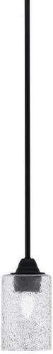 Vista 100 de Toltec Lighting Paramount - Mini colgante de 1 luz en acabado negro mate con cristal de arte perla de 7 pulgadas y estilo negro