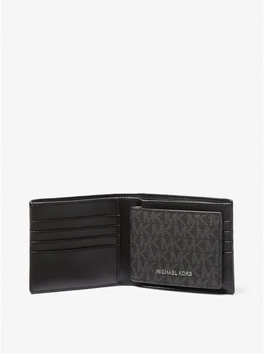 Vista 4 de Michael Kors Cartera de rayas con logotipo y conjunto de regalo de contraseña, Rosado, Billetera