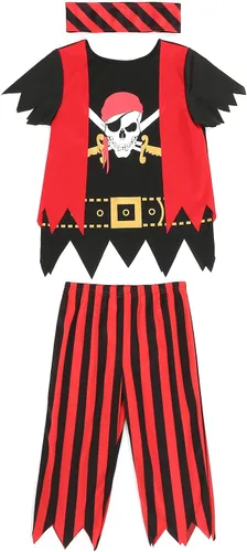 Vista 5 de Wizland Disfraz de pirata para niños, disfraz de pirata para niños Niños Pirata 3pcs
