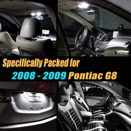 Vista 2 de Paquete de 12 bombillas LED para interior de automóvil, color blanco superblanco, 6000 K, compatible con Pontiac G8 2008-2009