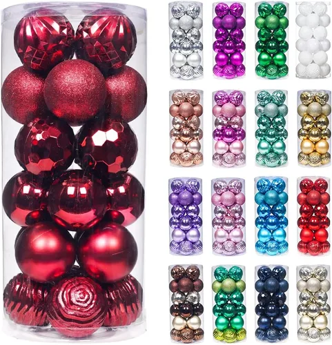 Vista 51 de XmasExp Juego de 24 mini esferas de Navidad inastillables para bolas de árbol de Navidad, 1.18 pulgadas (negro)