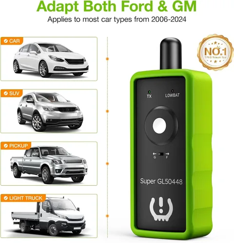 Vista 2 de VXDAS Herramienta de reaprendizaje TPMS 2 en 1 Super GL50448 para GM y Ford con botón de interruptor de modelo, sensor de presión de neumáticos