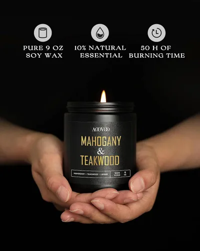 Vista 3 de Velas perfumadas para hombres – Paquete de 4 velas para el hogar, cera de soja de 36 onzas, tiempo de combustión de 200 horas, juego de velas