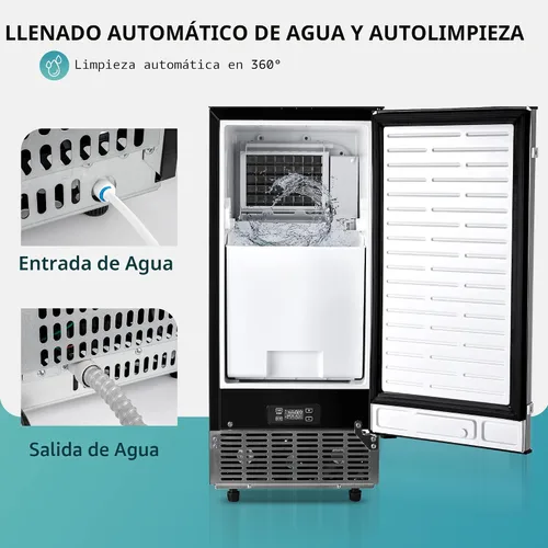 Vista 7 de EUHOMY Máquina de hielo comercial bajo mostrador de 15" de ancho, 90 lb/día, autolimpieza y temporizador de 24H, drenaje por gravedad, máquina
