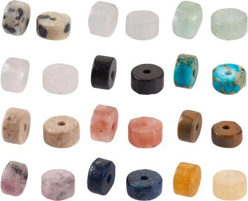Vista 9 de Pandahall - 450 cuentas de jade facetadas naturales teñidas de 0.157 pulgadas (0.157 in), cuentas de piedras preciosas espaciadoras sueltas pequeñas