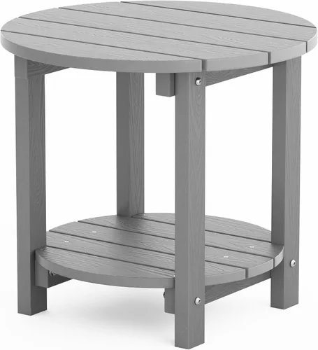 Vista 15 de YEFU Adirondack - Mesa auxiliar doble para exteriores, de 18 pulgadas, mesa auxiliar de madera de polietileno, resistente a la intemperie para Negro