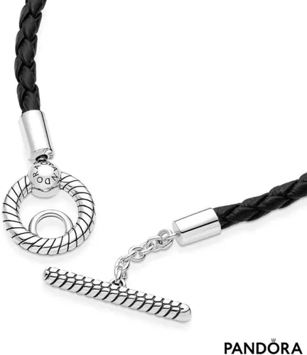 Vista 4 de PANDORA Braided Leather T-Bar Bracelet