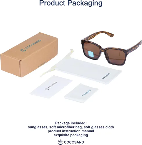 Vista 2 de COCOSAND Lentes de sol polarizados para niños, protección UV 400, retro, cuadrados, futuristas, para jóvenes, adolescentes, niños y niñas de 5 a 12