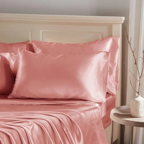 Vista 13 de Manyshofu - Funda de almohada de satén beige para protección del cabello - 2 piezas, fundas de almohada estándar, lujosas y sedosas, fundas