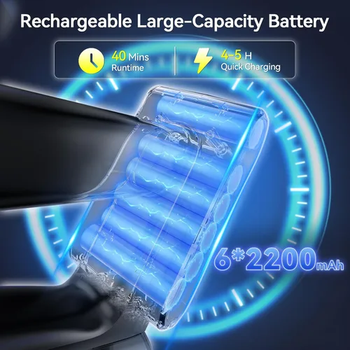 Vista 5 de N8 - Aspiradora inalámbrica, aspiradora ligera con potente succión, batería de 2200 mAh, 40 minutos de tiempo de funcionamiento, aspiradoras