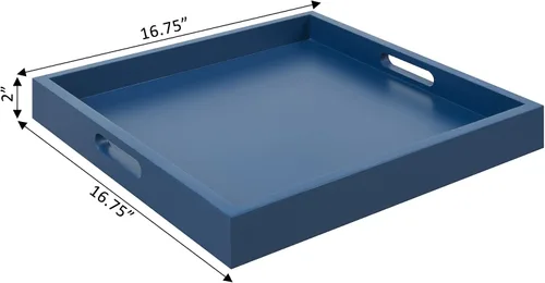Vista 6 de Bandeja para servir de Convenience Concepts, estilo Palm Beach, color negro, Madera, Azul
