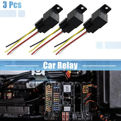 Vista 2 de uxcell 3 unids JD-2912 4 Pin DC 48V 40A 40 Amp Motor de coche Fusible Relé Interruptor Enchufe Enchufe con Arnés de cableado Universal