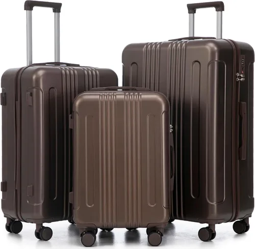 Vista 32 de Merax 3 piezas expandible ABS Hardshell equipaje Sets Spinner Wheel Maleta TSA Lock Suit Case, Apertura frontal negra, Juego de 2 piezas, Maleta