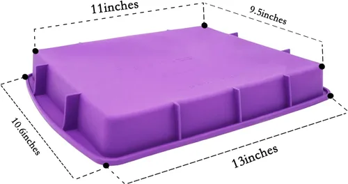 Vista 4 de Lmaray Bandeja de silicona morada de 11 x 9.5 pulgadas, segura, duradera, fácil de limpiar, apta para microondas y horno