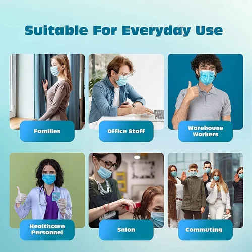Vista 7 de Disposable Face Masks Blue/Black/White/Pink/Pattern for General Use & Medical Grade Astm Level 2 (Group 004)
