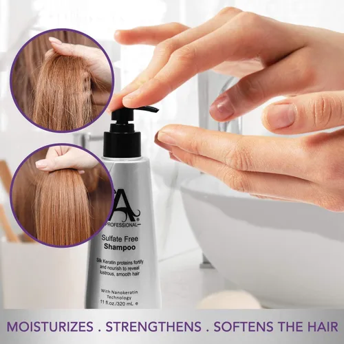 Vista 4 de Inova Professional Silk Keratin Smooth Protection Champú sin sulfatos (3.4 onzas), blanco
