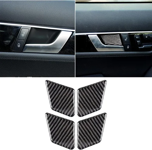 Vista 7 de para Mercedes-Benz Clase C W204 2011-2013 Real Cubierta de Panel de Fibra de Carbono Suave para Aire Acondicionado, Adhesivo de Marco de Panel