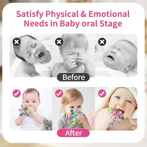 Vista 6 de Juguetes de dentición Montessori para bebés de 0-6 y 6-12 meses mordedores para bebés juguetes sensoriales para bebés de 0 3 6 9 12 18 meses