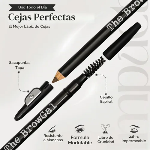 Vista 3 de The BrowGal Lápiz de cejas flaco, negro, 0.04 onzas