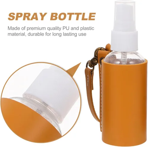 Vista 8 de FRCOLOR 3 recipientes de jabón de mano de viaje con soportes de llavero de PU, botellas de spray de plástico, botellas vacías recargables
