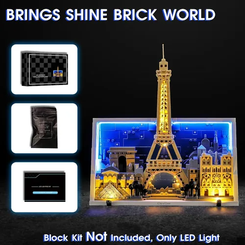 Vista 6 de Vaodest Juego de luz LED para Lego Paris City of Love 21064, diseño y configuración compatible con Lego 21064 Set