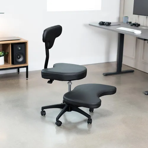Vista 2 de VIVO Silla de oficina móvil con patas cruzadas con soporte trasero para yoga meditación ADHD, altura ajustable, negro, CHAIR-CL02B