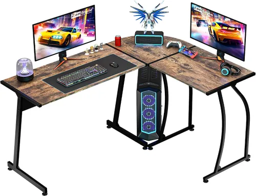Vista 12 de ZenStyle Escritorio esquinero en forma de L de 58.1 pulgadas, para computadora, oficina en casa, mesa para computadora portátil, estación de trabajo
