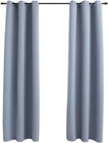 Vista 6 de Cortinas opacas con anillos 2 piezas, aislamiento térmico sólido con ojales, cortinas de ventana de reducción de ruido, cortinas de oscurecimiento