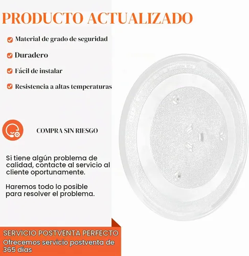 Vista 3 de Placa giratoria de vidrio para microondas de 11.25 pulgadas apta para Samsung GE, bandeja giratoria de vidrio para microondas de 11 1/4 pulgadas