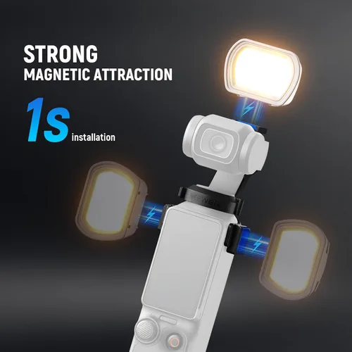 Vista 5 de NEEWER Basics Luz Auxiliar Magnética Compatible con DJI OSMO Pocket 3 Gimbal Cam Creator Combo, 1.3W USB C Recargable de Plástico Mini LED Accesorio