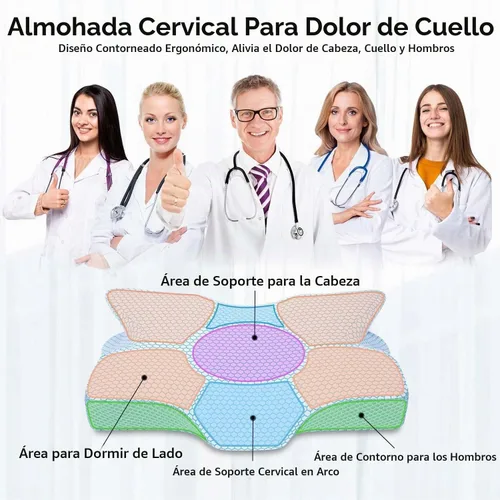 Vista 3 de Anvo Almohada cervical para el cuello y el dolor de hombros, almohadas de espuma viscoelástica para aliviar el dolor de dormir, ortopédica