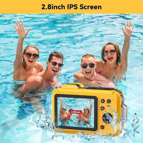 Vista 6 de Cámara subacuática, 2.7K 56MP 33FT Cámara digital impermeable con zoom óptico 6X y zoom digital 4X Pantalla IPS de 2.8 pulgadas, ideal para snorkel