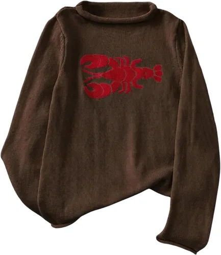 Vista 8 de Verdusa Suéter de langosta acogedor para mujer, para otoño, lindo cuello Beige