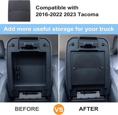 Vista 2 de JKCOVER Organizador de caja oculta para consola central compatible con Toyota Tacoma 2016-2021 2022 2023, accesorios reposabrazos caja