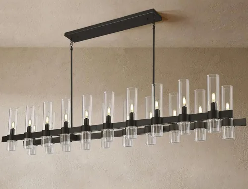 Vista 13 de Candelabro de 12 Luces de Latón Redondo 36" Candelabros de Rueda de Vagón de 91 cm para Fijo de Iluminación de Comedor Tubo de Vidrio Transparente