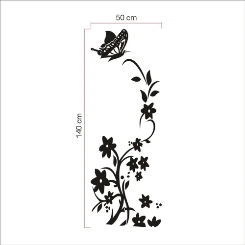 Vista 3 de extraíble vinilo fácil de usar calcomanía decorativo para pared de flores y mariposas para refrigerador muebles