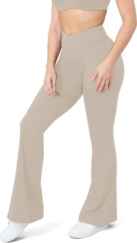 Vista 84 de HEGALY Pantalones de yoga acampanados para mujer, leggings cruzados, suaves, de cintura alta, pantalones casuales de entrenamiento con corte de bota