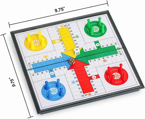 Vista 2 de Ludo - Juego de mesa plegable magnético para viajes, 9.75 pulgadas