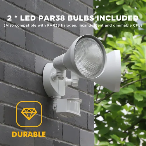 Vista 3 de LUTEC 1800LM Luz LED con Sensor de Movimiento al Aire Libre, Luz de Seguridad de Cabezal Doble, 3000K, Luz de Inundación Exterior Impermeable