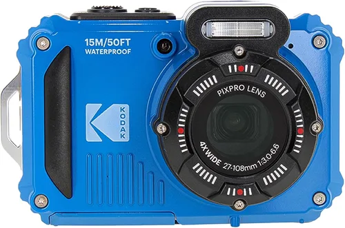 Vista 2 de KODAK PIXPRO WPZ2 - Cámara digital para vlogging con WiFi, resistente al agua, a prueba de golpes, a prueba de polvo, 16 MP (azul) con tarjeta