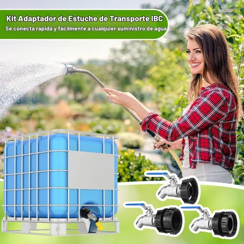 Vista 7 de Ibc Tote Adapter, Válvula Doble Azul, 3/4 '' macho Npt a 3/4 '' Ght Válvula Ibc para tanque de agua de 275-330 galones, válvula de grifo de manguera