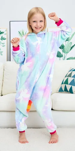 Vista 3 de Pijama unisex de unicornio para niños, disfraz de Halloween