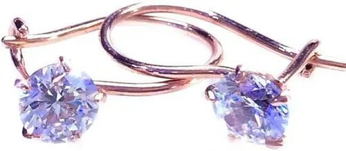 Vista 6 de SAGEKING 2024 New 585 Purple Gold Five-Claw Inlaid Crystal Earrings For Women Light Luxury And Exquisite 14K Rose Gold Engagement Jewelry Fashion