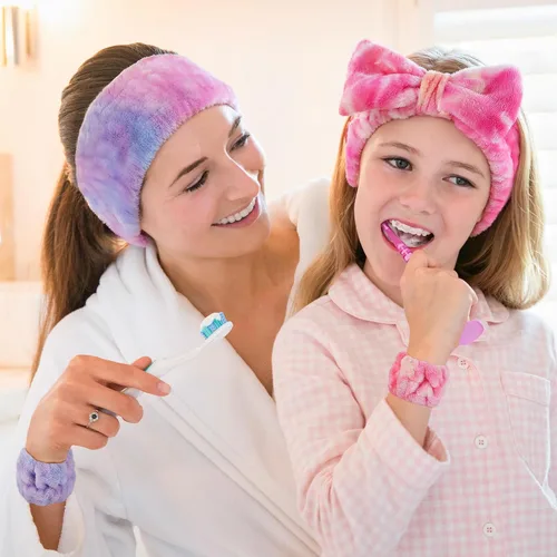 Vista 7 de DiyJibb Diadema de spa de 9 piezas para lavar la cara, cuidado de la piel, diadema y pulsera, para mujeres, adolescentes, niñas, para lavar la cara