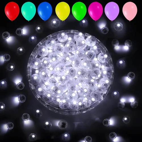 Vista 33 de Aogist - 50 mini luces de 10 colores, luz LED impermeable de largo tiempo de espera, funciona con pilas, lámpara de bola para globo, farol de papel