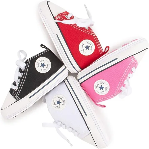 Vista 2 de KIDSUN zapatos deportivos altos hasta el tobillo para bebés, niños y niñas con suela antideslizante, suaves, para recién nacidos, zapatos