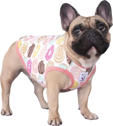 Vista 29 de iChoue - Camisetas de rayas de algodón 100% transpirable para Bulldog francés, chaleco de Halloween para perros medianos, camisetas Frenchie Pug