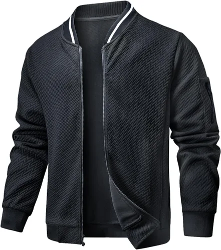 Vista 10 de Chaqueta casual para hombre, ajuste holgado, chaqueta ligera varsity bomber con cremallera